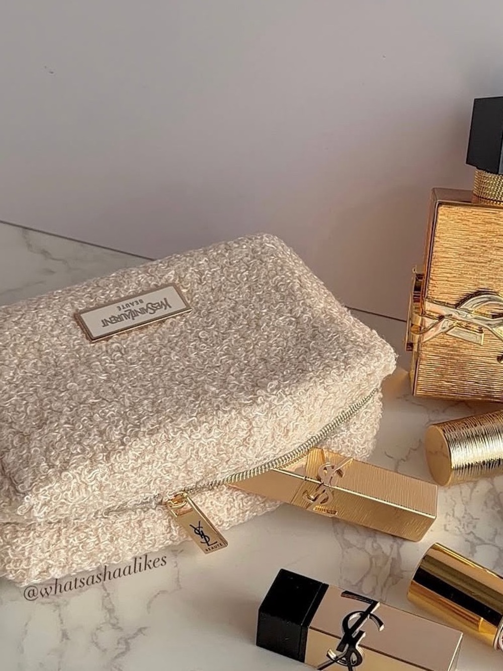 Yves Saint Laurent Cream Bouclé Small Trousseau Case with Stunning Gold Logo - Picture 13 of 13